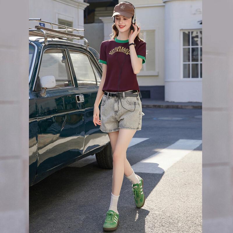 Women's Color-block Letter Print T-Shirt