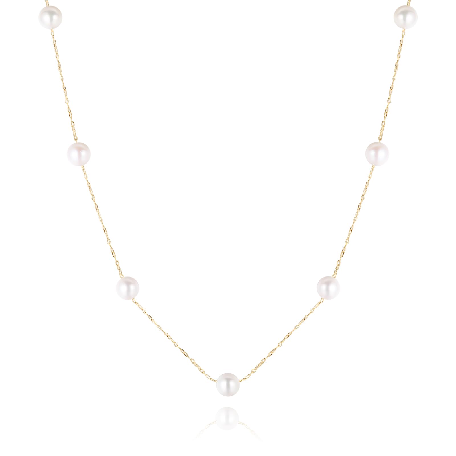 

PEARL Made in Japan Natural Pearl Necklace for Genuine Akoya Casual and Everyday Wear Pearl Station [KOKO JEWELRY] Women, Pearls, (G.11 Type)