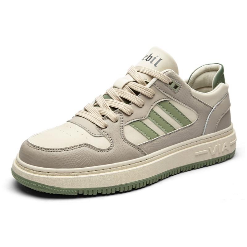 Primavara si vara Pantofi sport in stil Hong Kong pentru barbati cu platforma din piele Pantofi albi casual