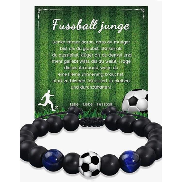 

Football Inspired Elastic Bracelet Round Glass Beads Stretch Cord Comfortable Fashion Jewelry for Active Lifestyle