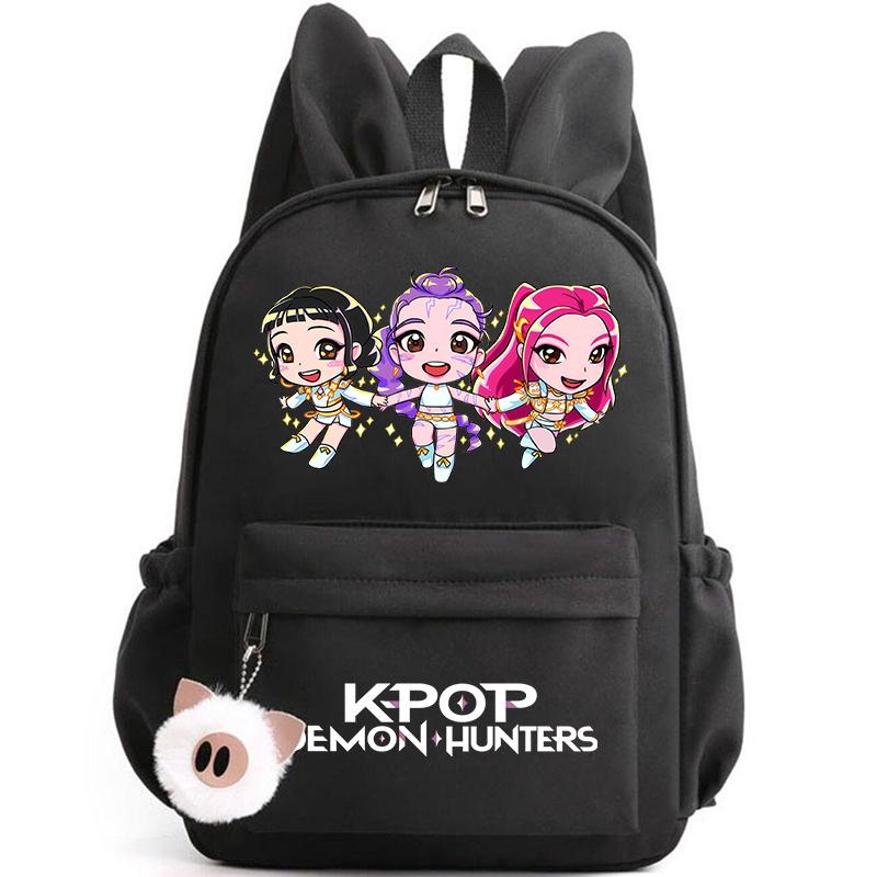 KPop Dämonenjäger Rucksack für Mädchen Jungen Kinder Rucksack Freizeit Schultaschen Reise Hasenohren Rucksäcke Mochila Geschenktüten