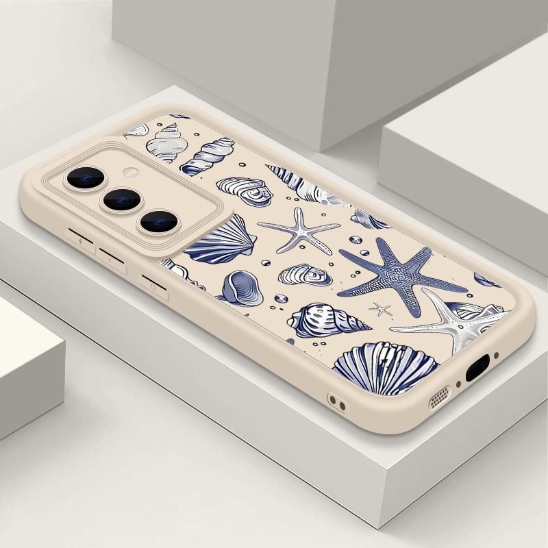 

Conch Starfish Print Anti-Fall Cover For Samsung S25 Ultra S24 FE S23 S22 A56 A36 A16 A15 A55 A35 TPU Soft Matte Shockproof Phone Case Samsung A16 белый/бежевый
