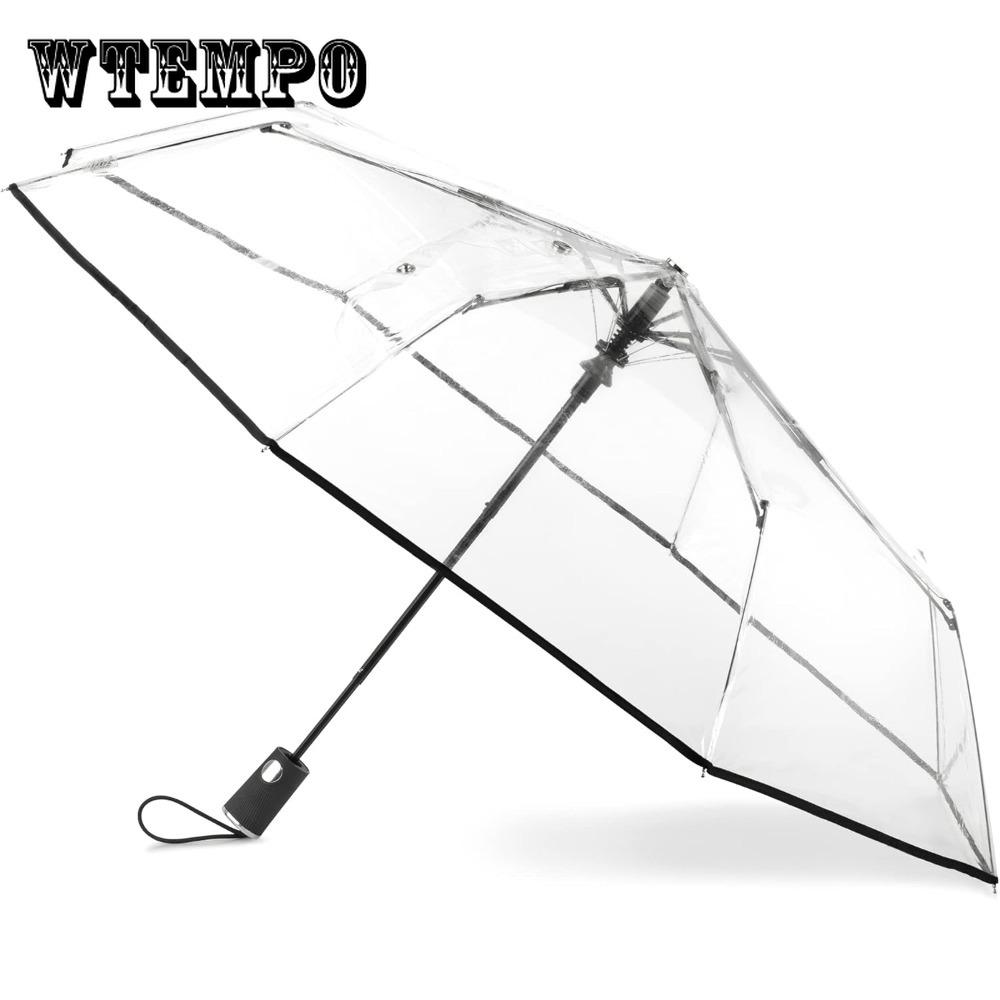 Women's Ultra Clear Auto Open Compact Umbrella, Black
