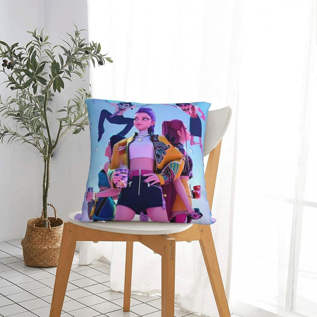 Huntrix Girl Pillow Case Kpop Demon Hunters Cushion Covers Awesome Decorative Pillowcase For Car 40X40Cm