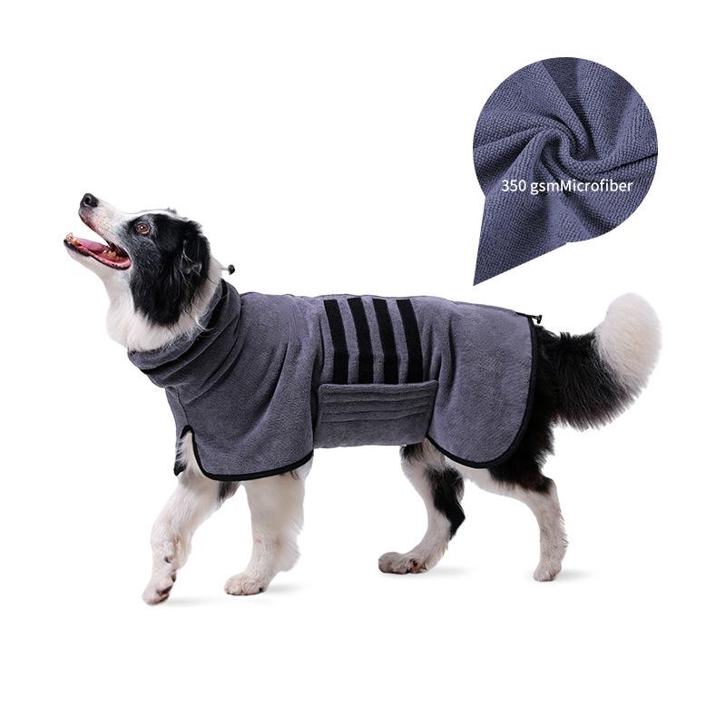 Luxurious Soft Microfiber Dog Bathrobe Coat Adjustable Thickened Super Absorbent Warm Pet Bath Towels Cats Dogs Bathing Supplies
