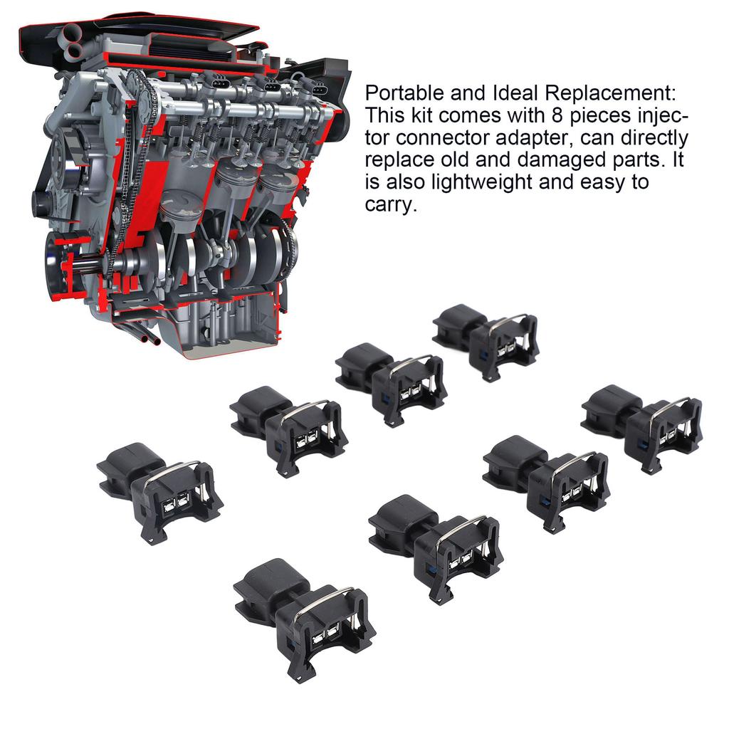 8Pcs Fuel Injector Connector Adapter 12077939 Stable Performance Fuel Injector Adapter for EV1 To EV6 Wiring Harness