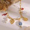 Fashionable Pearls Heart Conch Pendant Necklace Craft Sturdy Stainless Steel Materials Accessory for Everyday Wear