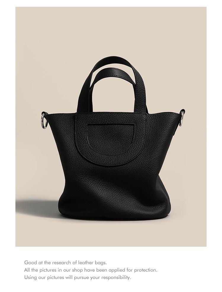 2023 Genuine Leather Pig Nose Bucket Bag - Handheld, Shoulder, Messenger, Large Capacity