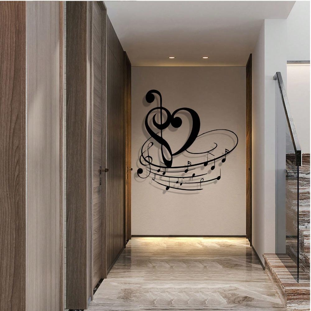 Retro železná hudební nota srdce nástěnná dekorace, dárek pro hudebníka, domácí dekorace, kovová socha