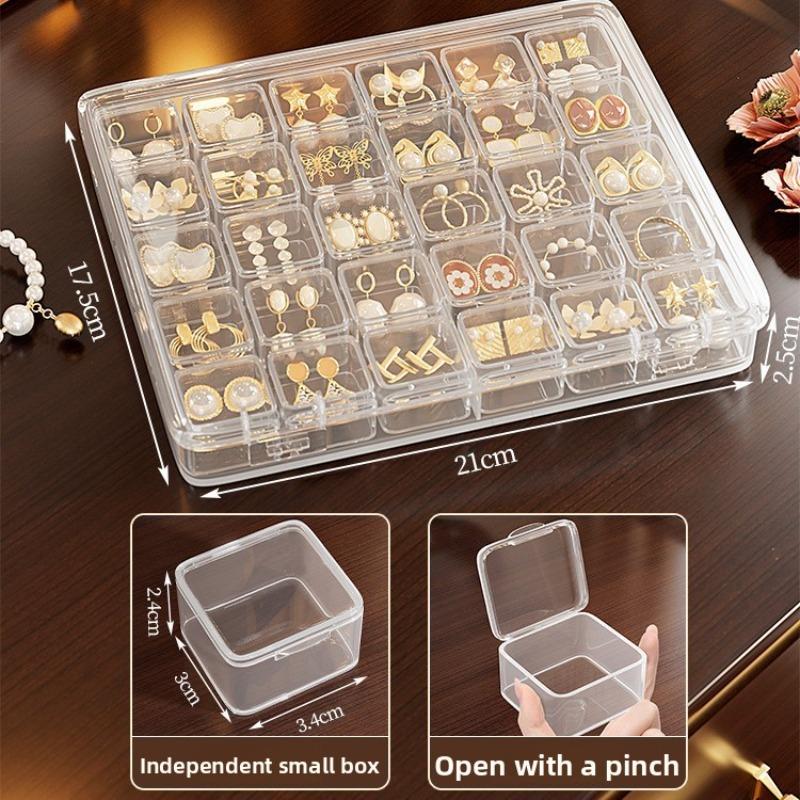 Transparent Plastic Earring Storage Box with Multiple Compartments and Anti-Oxidation Feature