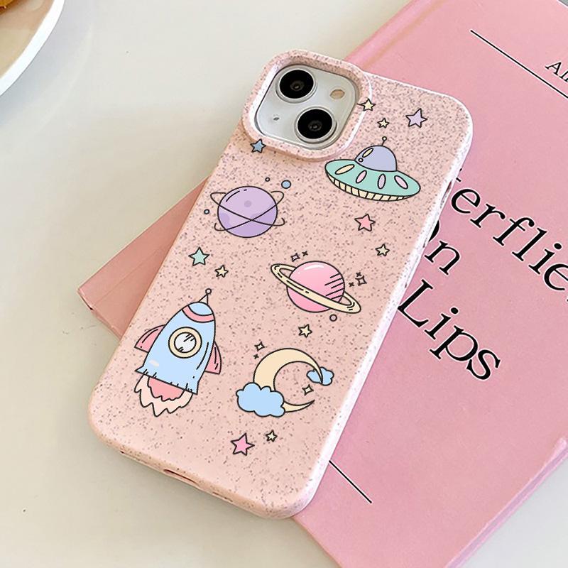 

Чехол для телефона iPhone 16 15 14 13 12 11 Pro Max iPhone 11 13 16 15 14 12 X XS XR 6 7 8 SE iPhone 6 7 8 Plus Разлагаемый чехол из пшеничной соломы iPhone 16 Pro Max розовый