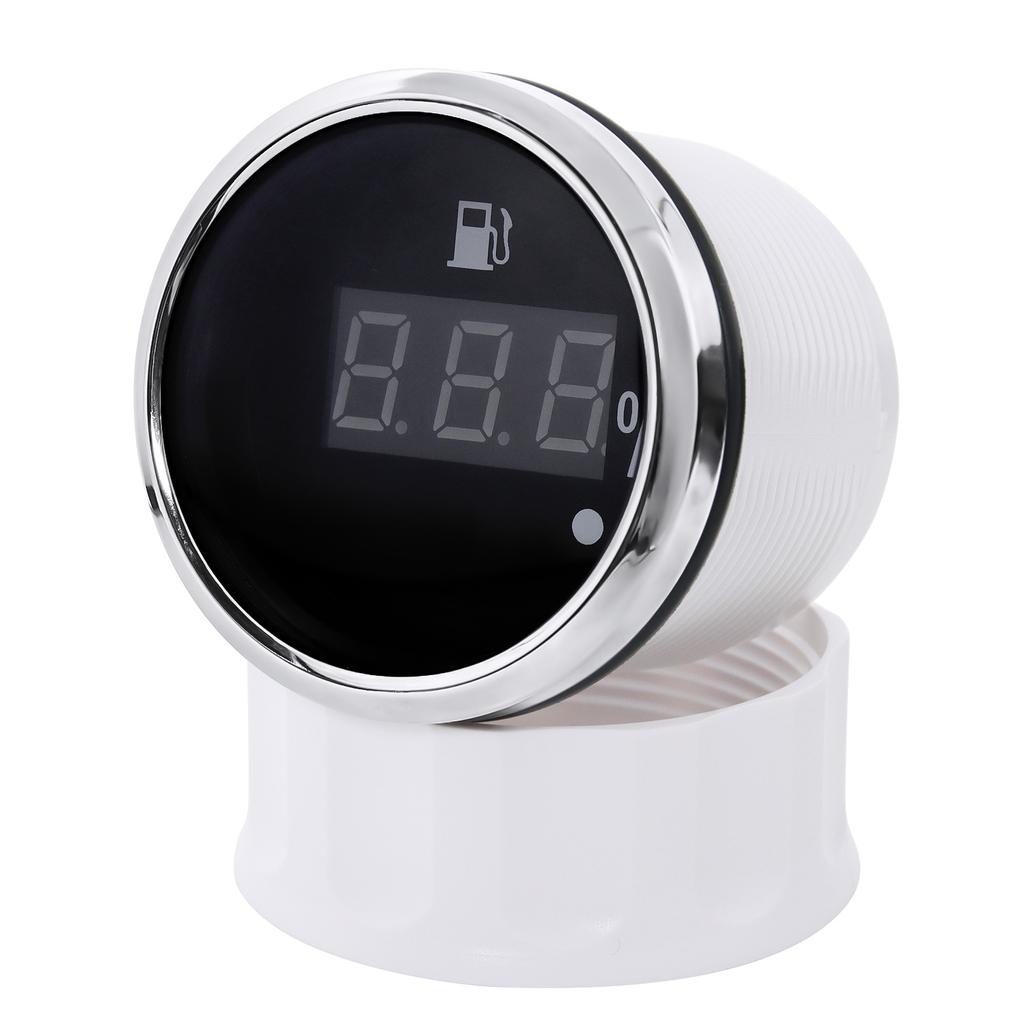0-190 Ohm Fuel Level Gauge 2" 52MM Fuel Gauge with Alarm Light Auto Car Fuel Gauge Digital 100% Oil Tank Meter Indicator 9-32V