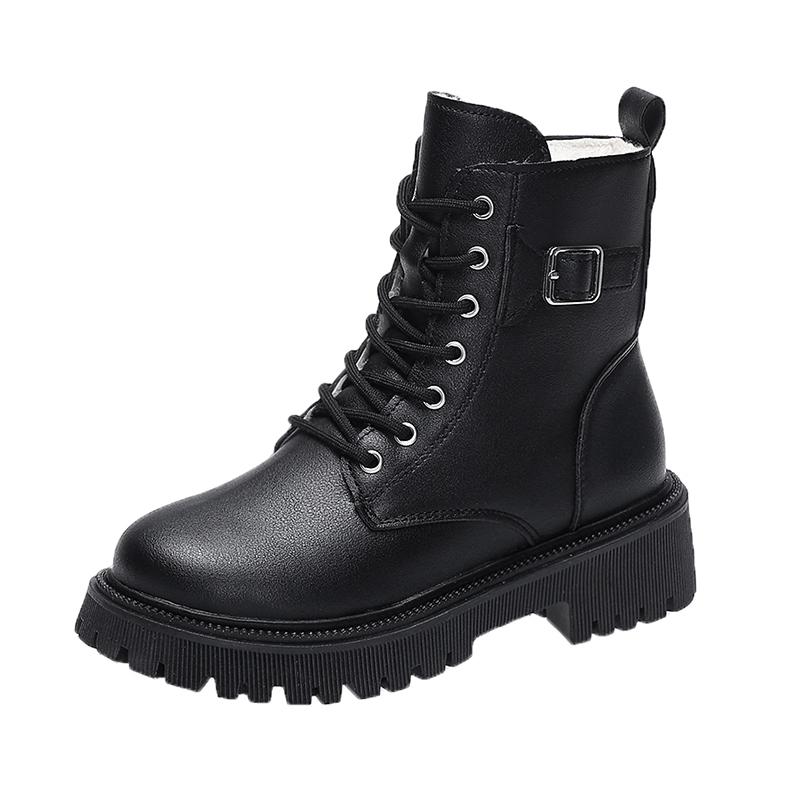 Women’s Winter Boots Fashion Short Boots Girl Black Warm Ankle Boots with Fur Plus Size for Lady