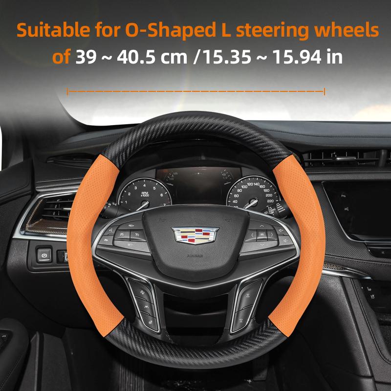Suitable for Cadillac Breathable Hole Leather Matte Carbon Fiber Texture Steering Wheel Cover Suitable for Cts 2013 Ct4 Carbon Interior Ct5 Xt5 Xt4 X