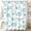 Blue Floral Shower CurtainModern Stylish Decor for Your Bathroom Water Repellent Fabric (White)