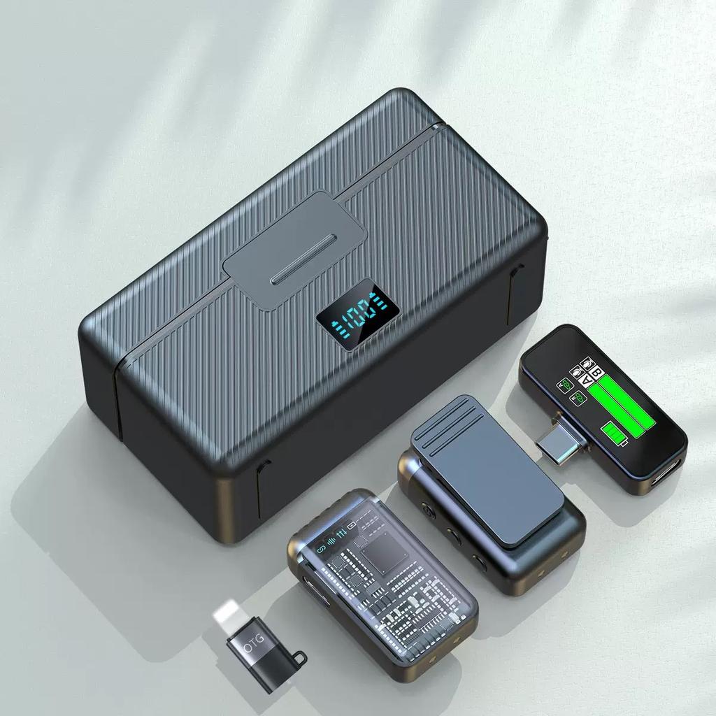 KS08 Wireless Lavalier Lapel Microphone Vlog Mic AI Noise Reduction Audio Recording For iPhone Android PC With Charging Box