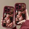 Rose Bear iPhone 13/14/15/16/17 Pro Max Case - Fun and Stylish