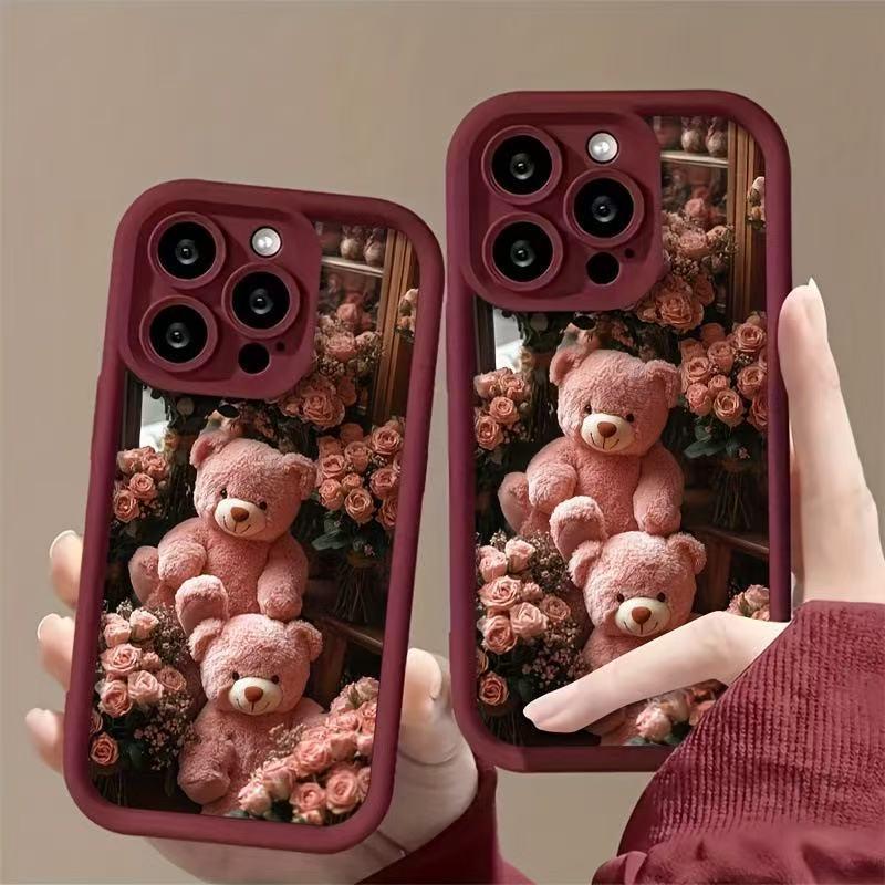 Rose Bear iPhone 13/14/15/16/17 Pro Max Case - Fun and Stylish