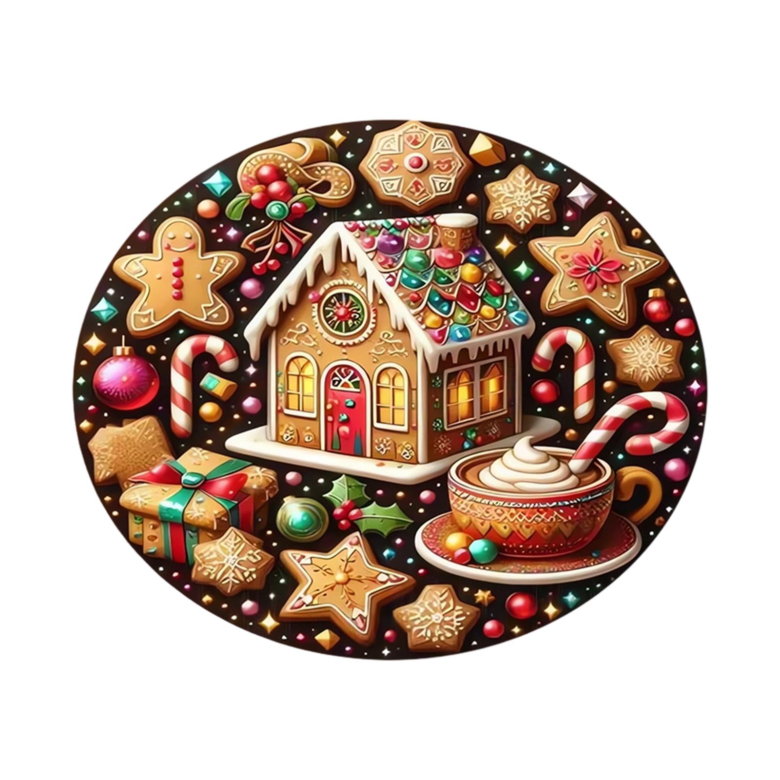 

Круглый ковер для дома, праздничное рождественское украшение, напольный коврик One Size