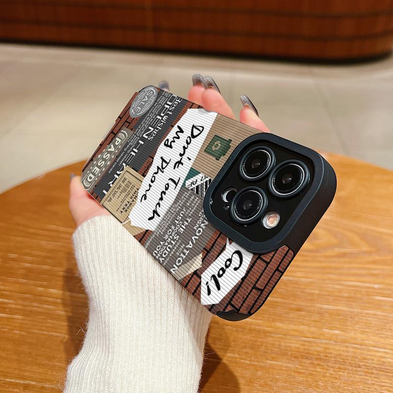 Vertikales Narbenleder-Schale [Fass mein Telefon nicht an] Bedrucktes Cover Gemustertes Weiches Silikon-Case mit Kameraobjektiv Vollschutz für iPhone