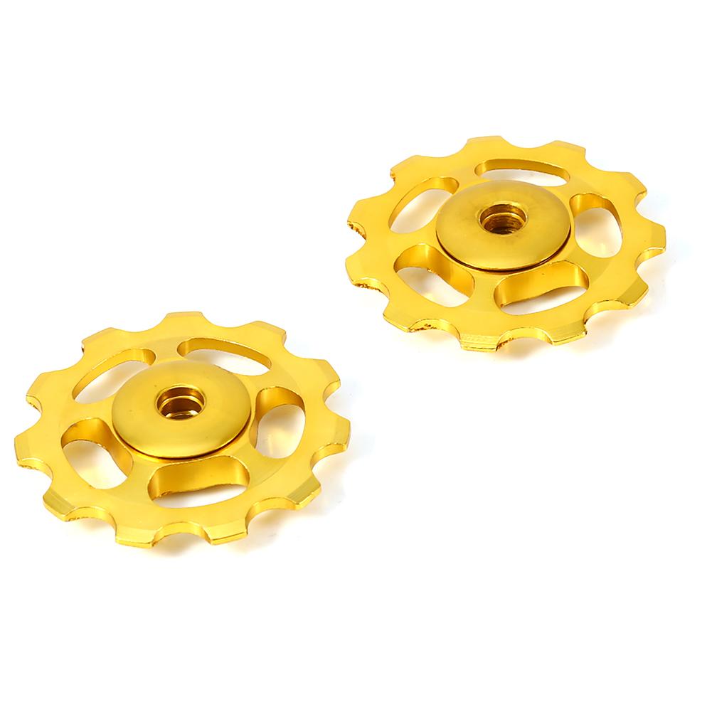 2pcs Aluminum Alloy 11T CNC Wheel Rear Derailleur Pulley For Bike(black+red)