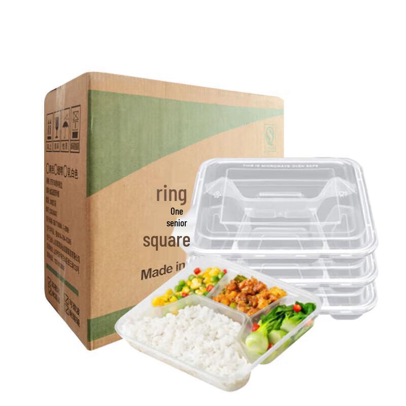 Disposable Plastic 4-Compartment Takeout Food Containers