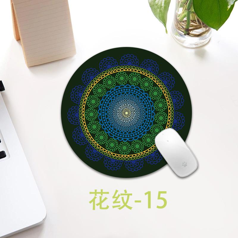 Ethnic Style Pattern Round Small Creative Thickened Mouse Pad Keyboard Pad Office Cup Table Mat Production