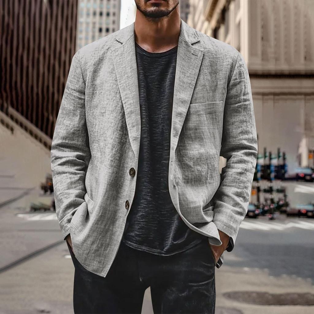 Men's Casual Fashion Jacket Solid Color Long Sleeve Jacket With Pockets