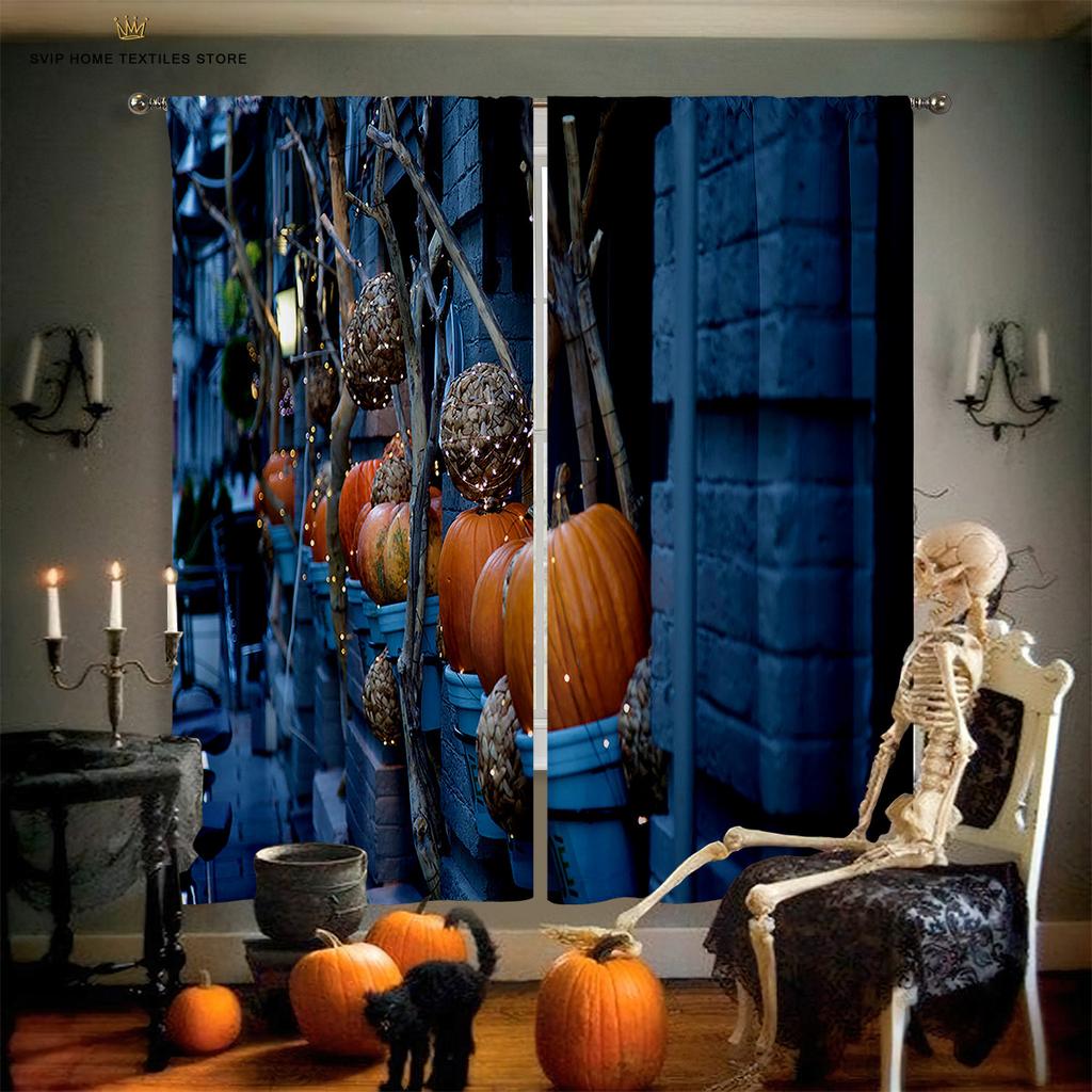 Halloween Horror Curtains, Pumpkin Castle, Holiday Party Decoration, Children's Room, Living Room, Restaurant