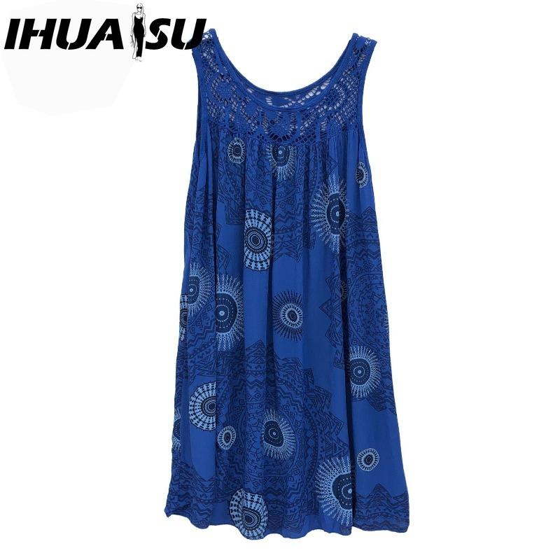 IHUASU Dámská móda Léto Jaro Jednobarevný potisk Ležérní šaty bez rukávů s výstřihem do O s vysokým pasem
