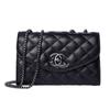 Women's black leather chain bag, versatile quilted crossbody bag, 2025 new fashion genuine leather shoulder bag
