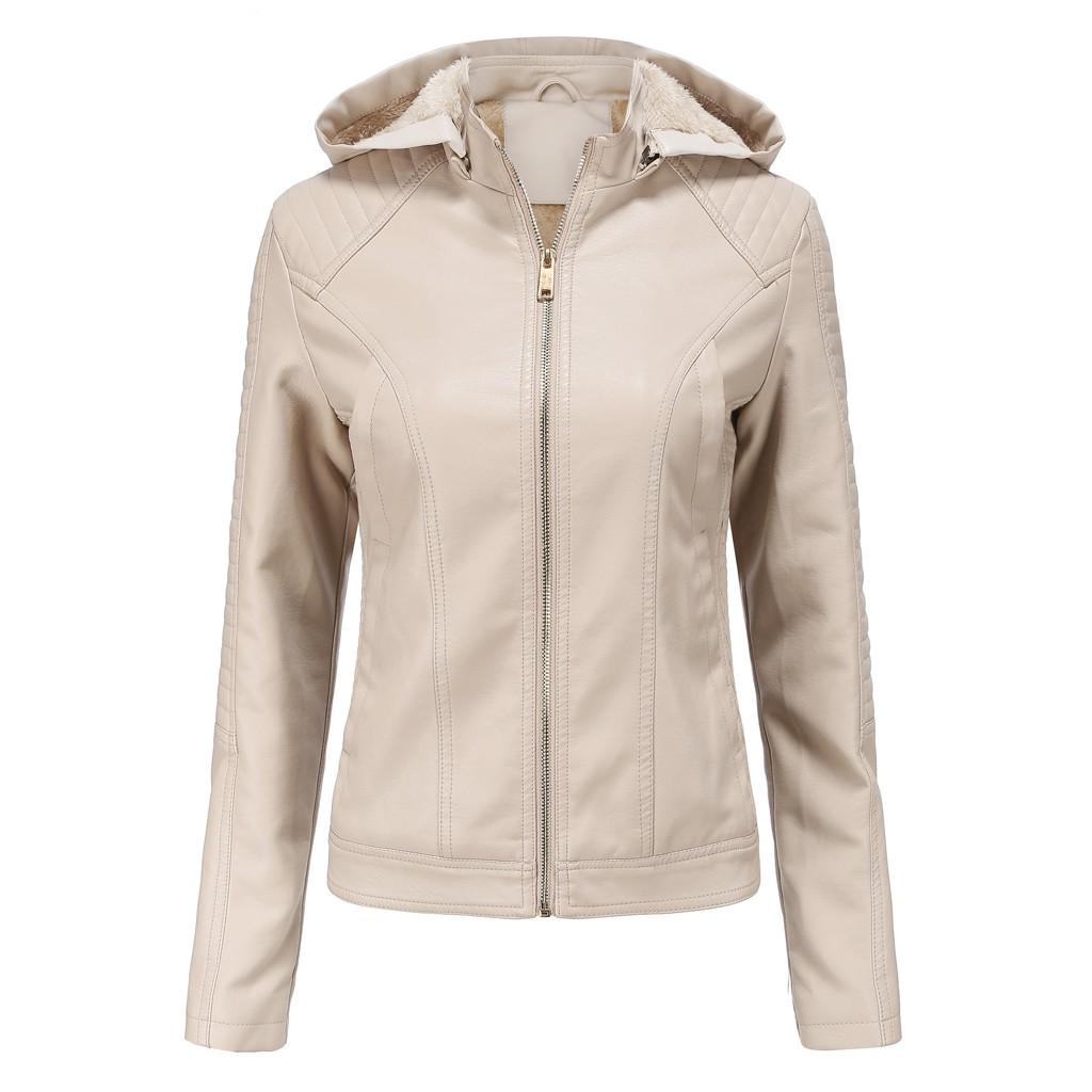 Winter Warm Women Short Coat Leather Jacket Zipper Tops Overcoat Outwear