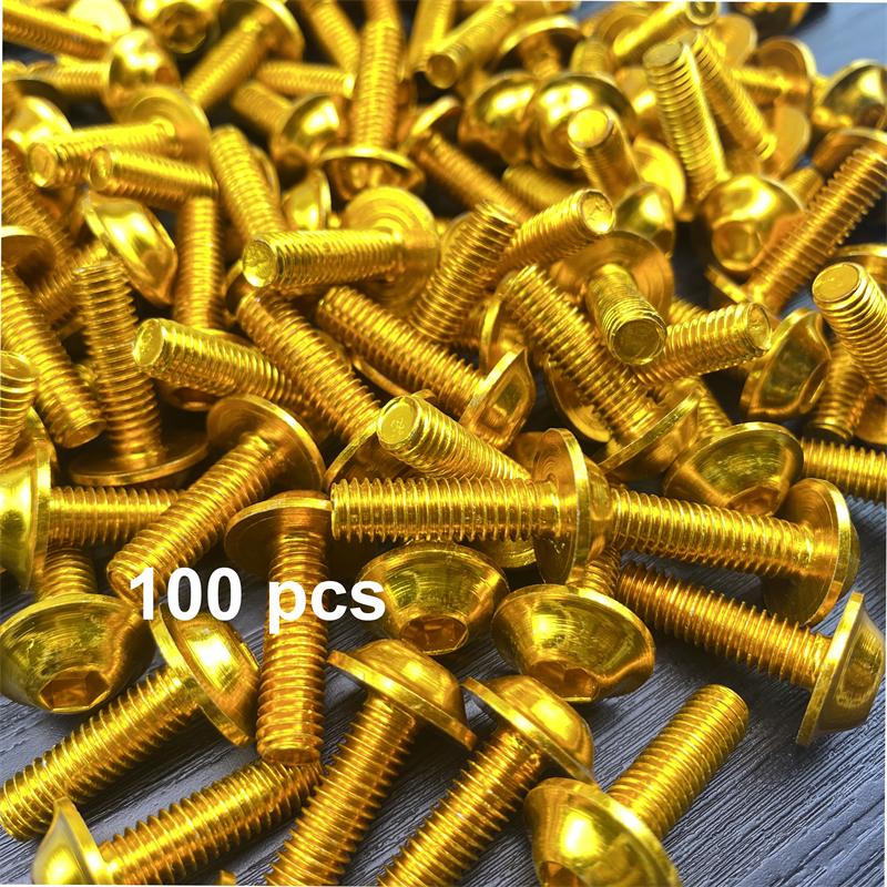 10/100 Piezas M6 X 20 mm Negro Rojo Azul Dorado Aluminio Anodizado Tornillos de Carenado Tornillos de Tornillo para Motocicleta