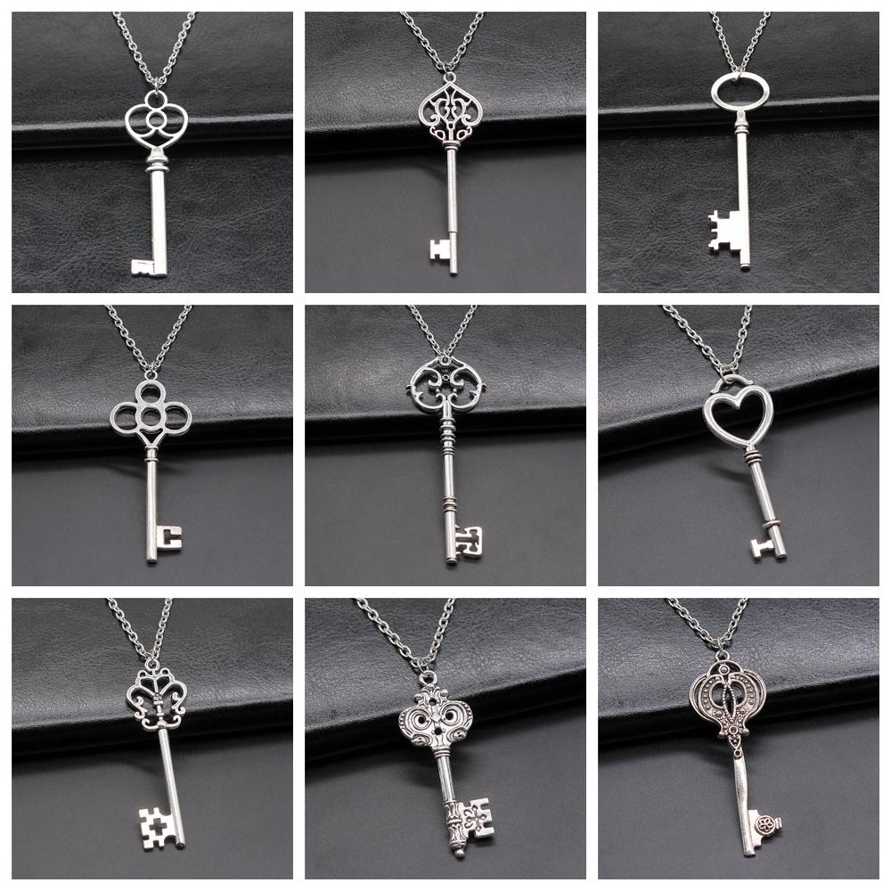 Vintage Big Key Pendant Long Chain Necklace For Women Girl Birthday Gift Enter University Gift Costume Jewellery Necklace