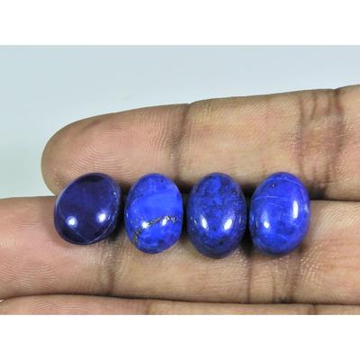 10X14MM Prírodný Lapis Lazuli Oválny Kabošón Voľný Drahokam 4 ks Balenie 24ct. A-508
