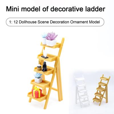 Miniature Ladder Shelf Mini Tiered Shelf Toy Tiny Multi-layer Storage Rack Model DIY 1/12 Dollhouse Furniture Decoration Accessories
