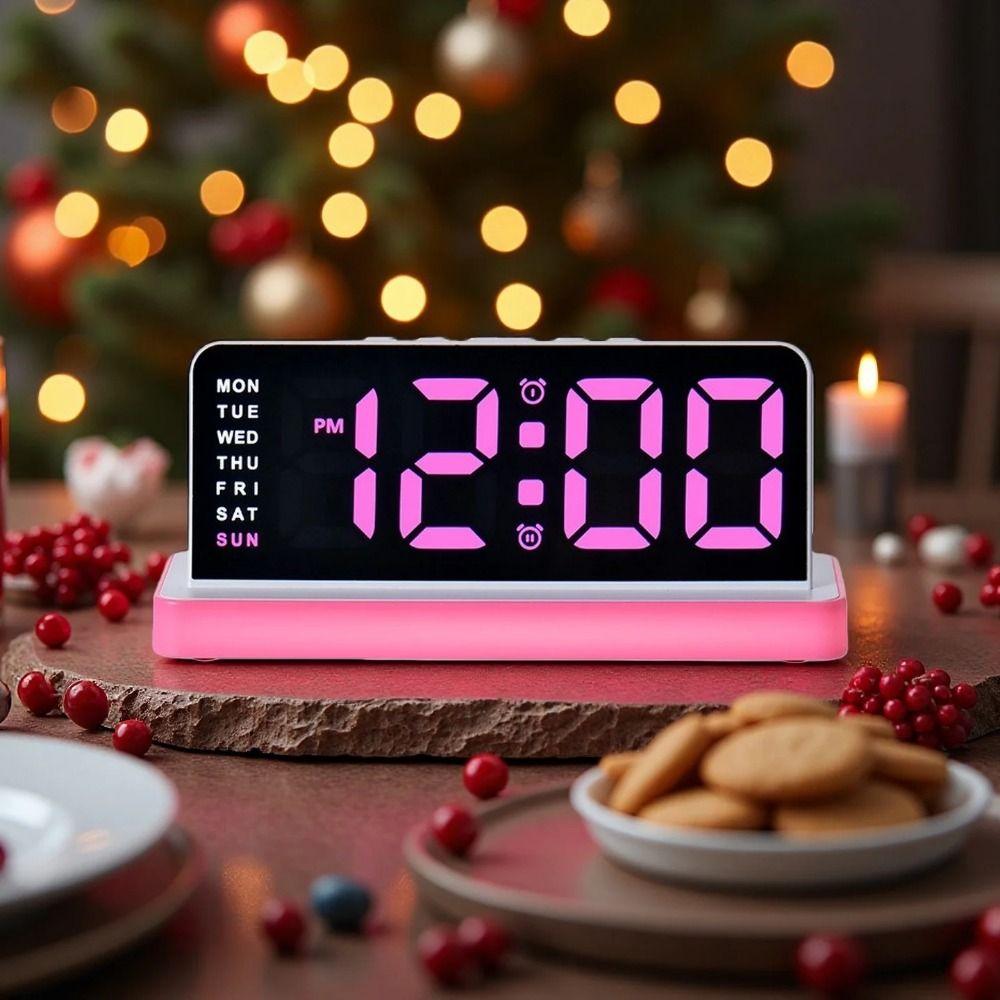 Large Screen LED Electronic Clock Adjustable Brightness Table Clock Digital Alarm Clock  Home Use