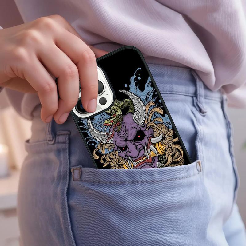 Japanese Hannya Mask Phone Case For iPhone 17 Air 15 16e 14 13 Pro Max Coque 12 11 Pro Max PLUS Cover