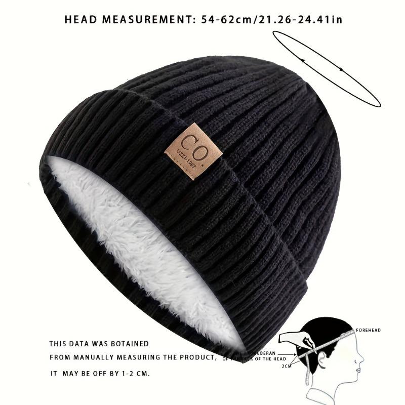 1PC Unisex Fleece Warm Knitted Wool Cap - Winter Ear Protection Design, 100% Polyester, Machine Washable