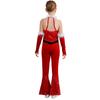 Girl Christmas Costume One Piece Sleeveless Velvet Bodysuit Plush Sequins Flared Jumpsuit Arm Sleeve Set