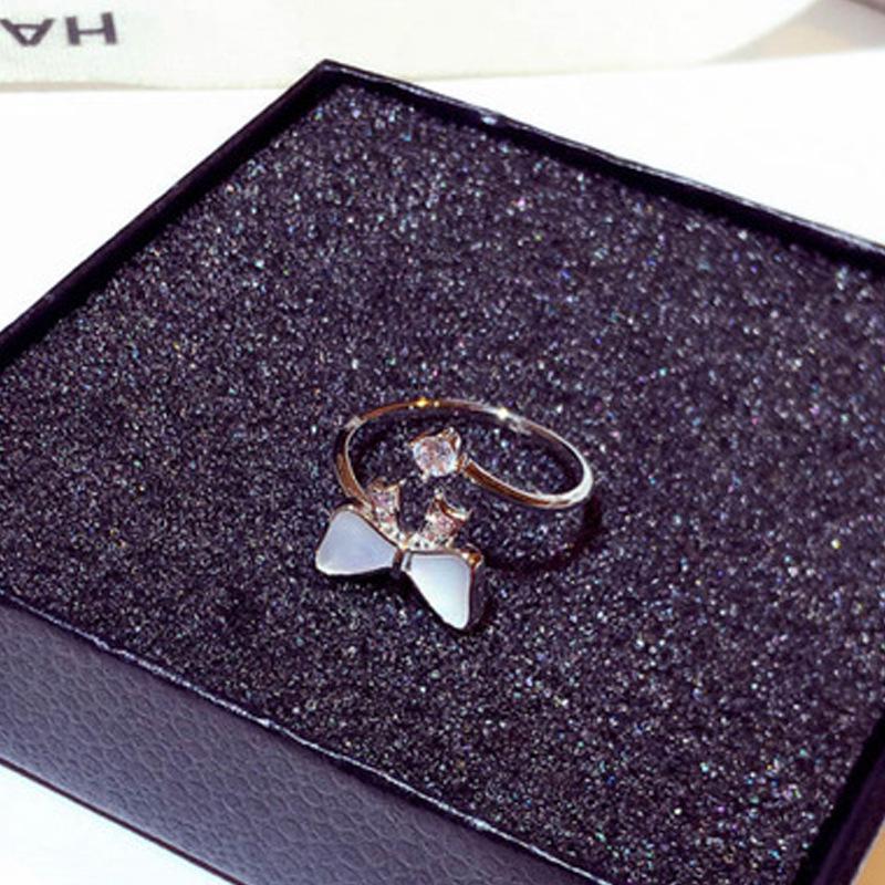 Bow Tie Ring: Trendy Japanese-Korean Style, Elegant Open Bow Knot Design for Women Adjustable Open