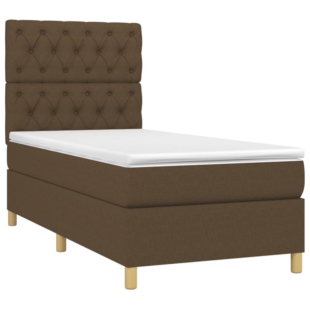 Box Spring Bed with Mattress Dark Brown 80 x 200 cm Fabric