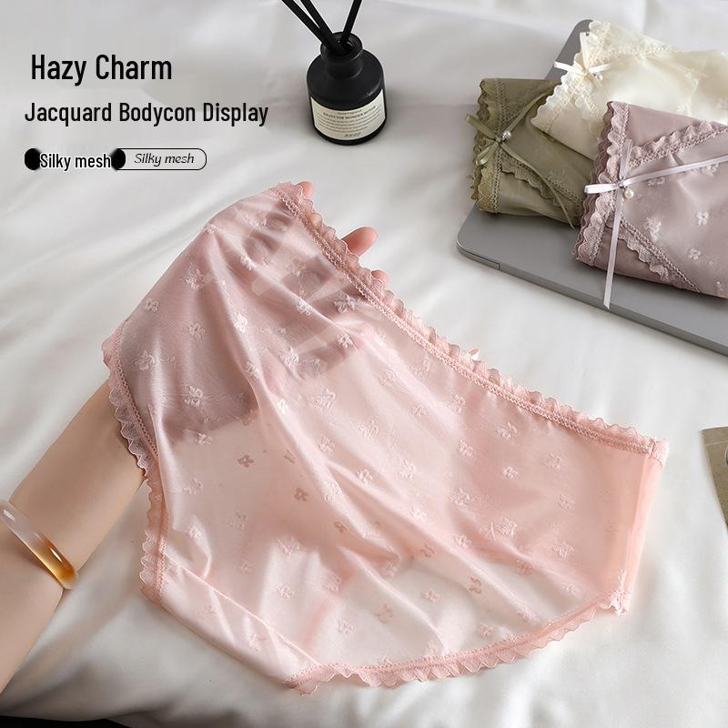 Slip da Donna in Cotone a Rete con Fiocco di Pizzo - Sexy, Traspiranti e Comodi
