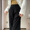 Winter Warm Thicken Lambswool Straight Pants Women Casual Elastic High Waist Fleece Lined Wide Leg Pantalones Chic Baggy Pants
