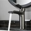 Brushed Gold/Grey 304 Stainless Steel Bathroom Sink Faucet Deck Mounted Single Hole Hot And Cold Mixed Water Basin Tap