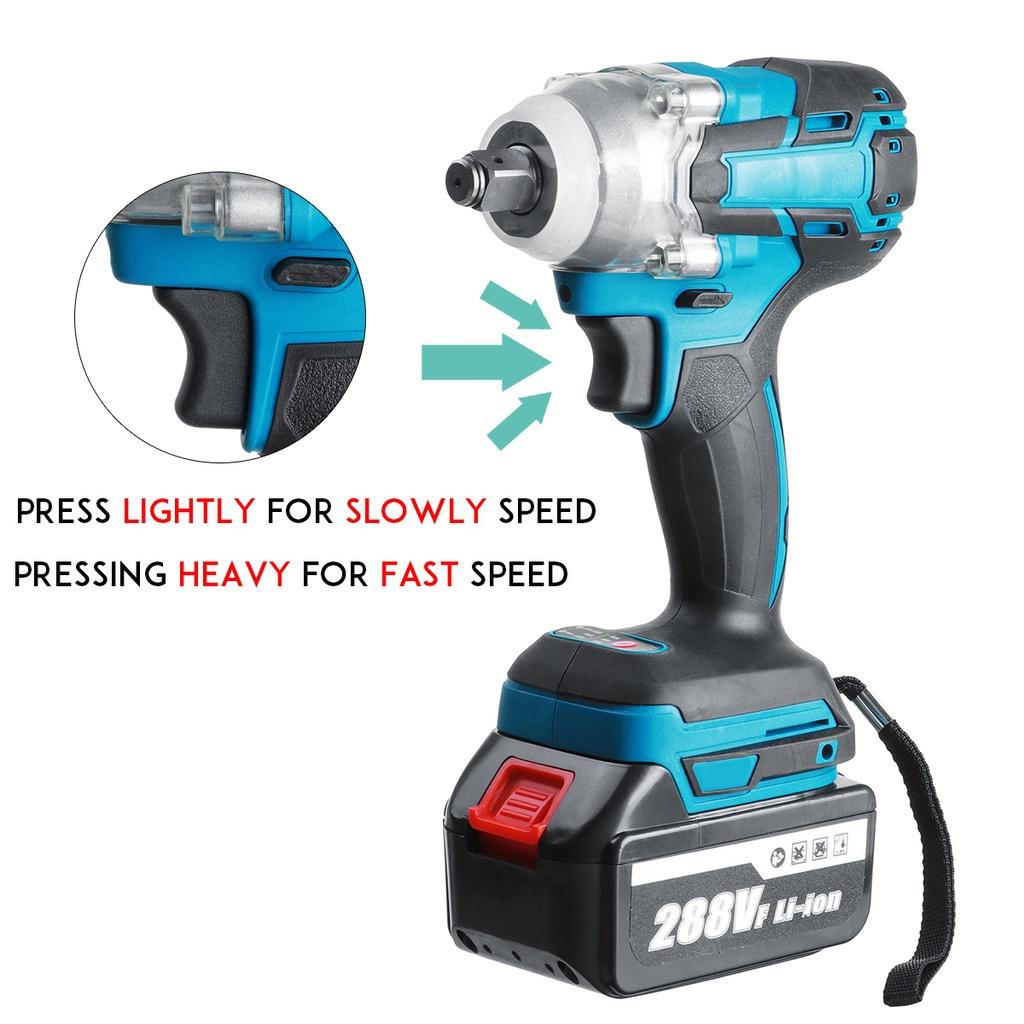 21V 800 N.M 288VF Portable Electric Wrench With 2Battery New Cordless Brushless Impact Wrench Drill