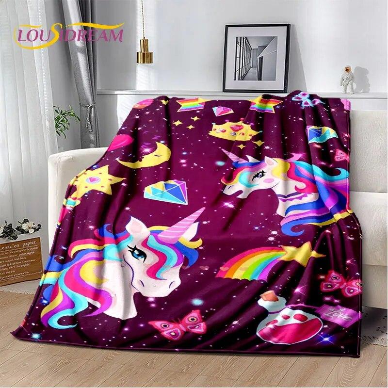 Cartoon Cute Unicorn Soft Plush Blanket,Children's Flannel Blanket Throw Blanket for Living Room Bedroom Bed Sofa Picnic Cover