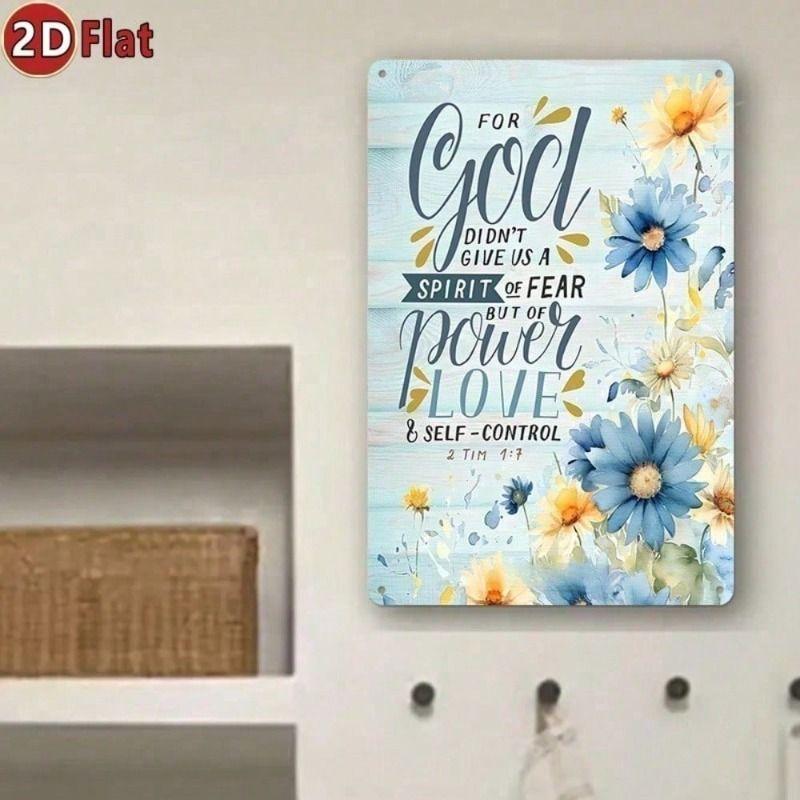Metal Poster Bible Verse About Courage Watercolor Home Wall Art