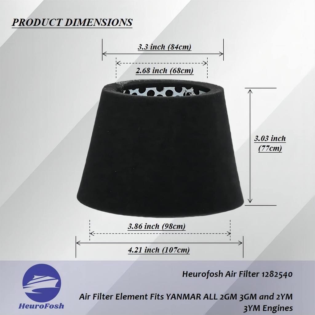 HeuroFosh 128270 Air Filter Element Fits Yanmar All 2GM 3GM 2YM 3YM Marine Engines 12540