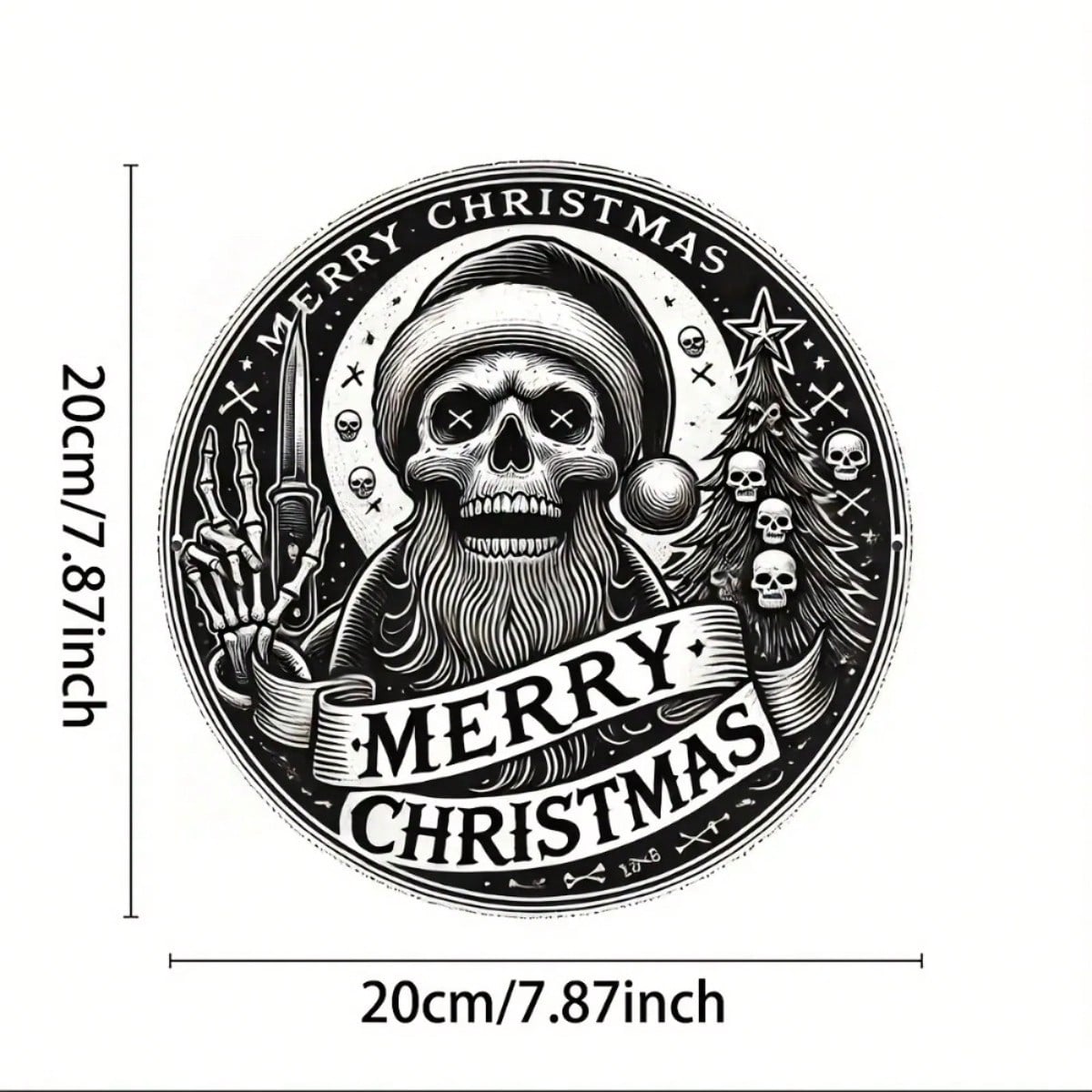 

1pc Christmas Gothic Tin Sign - Inappropriate Santa Wall Art, Spooky Skeleton Plaque, Festive Winter Home Decor 20x20 різнокольоровий